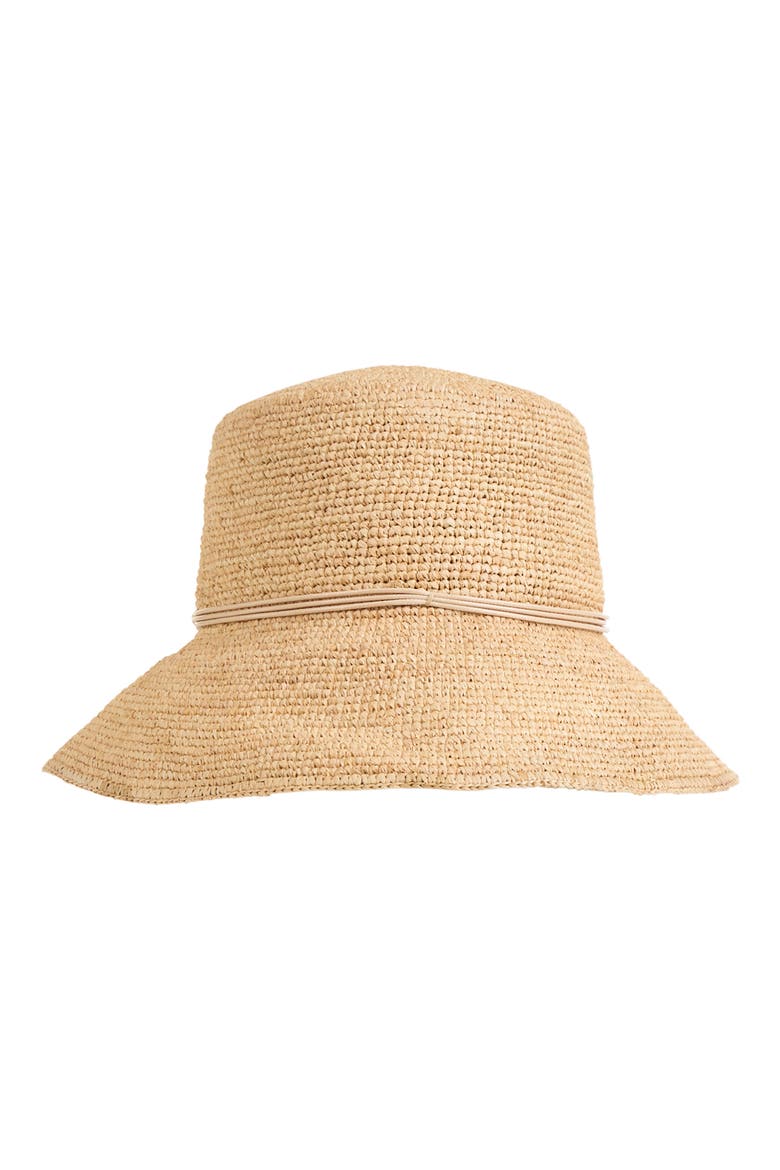 Straw Drawcord Bucket Hat, Main, color, NATURAL