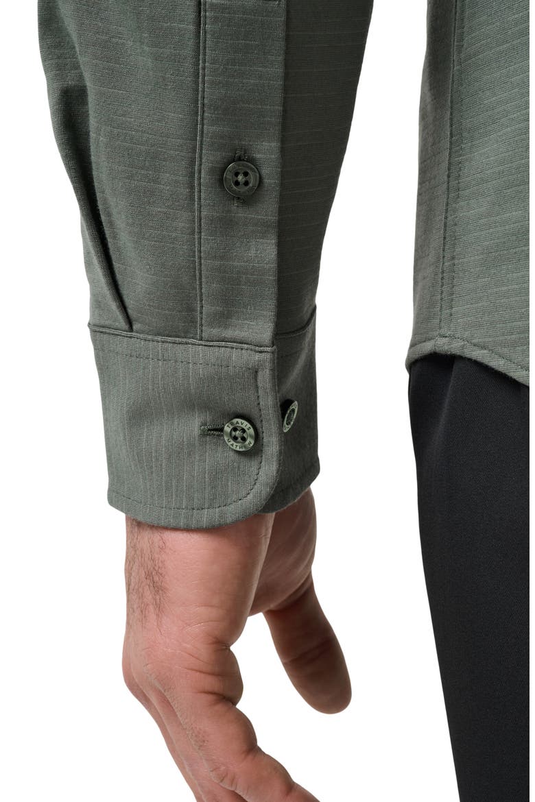 The Heather Knit Button-Up Shirt, Alternate, color, DARK OLIVE
