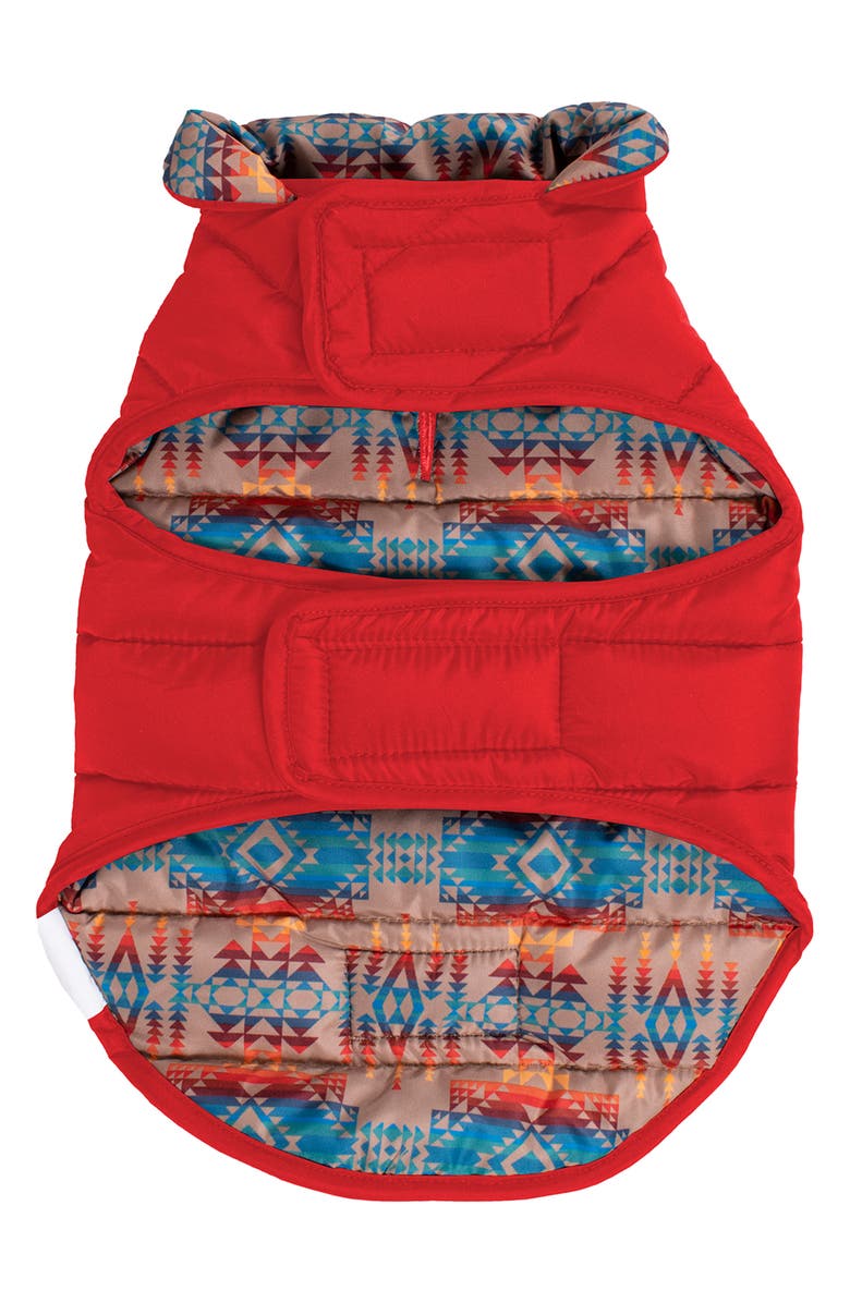 Pendleton Puffer Dog Coat, Alternate, color, Red