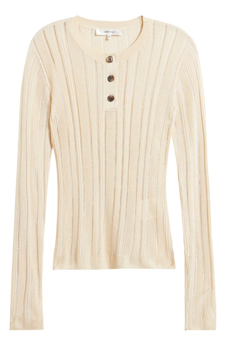 FRAME Laddered Ribbed Long Sleeve Henley, Alternate, color, Cream