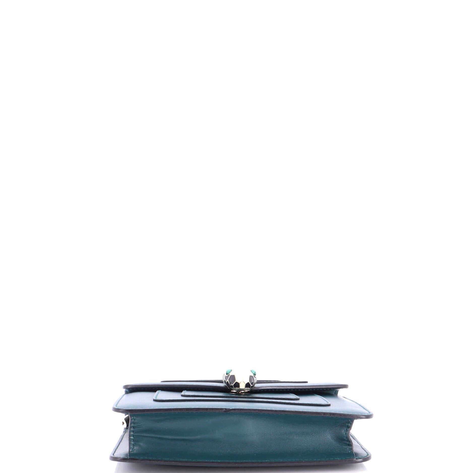 Serpenti Forever Square Shoulder Bag Leather Small, Alternate, color, Green
