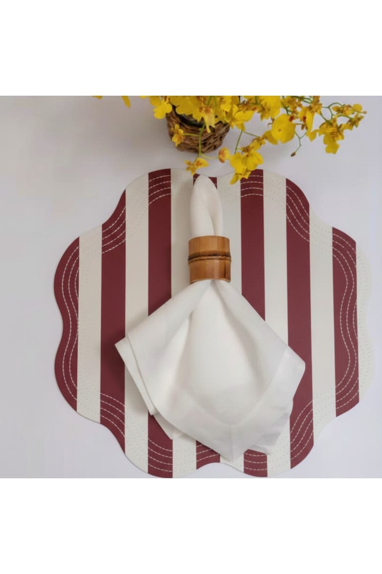 Retro Striped Faux Leather Placemat, Main, color, Wine