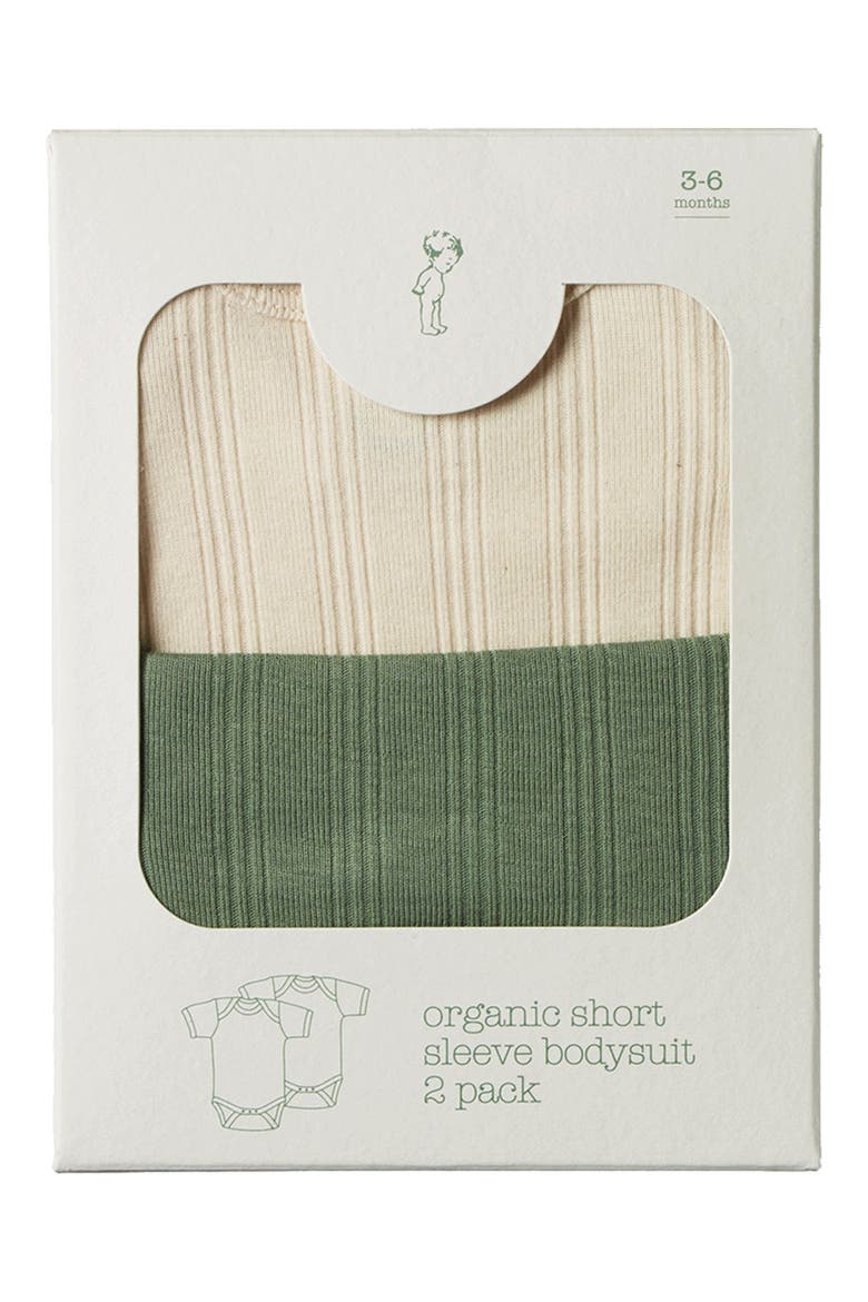 2-Pack Rib Organic Cotton Bodysuits, Alternate, color, NATURAL/ NETTLE