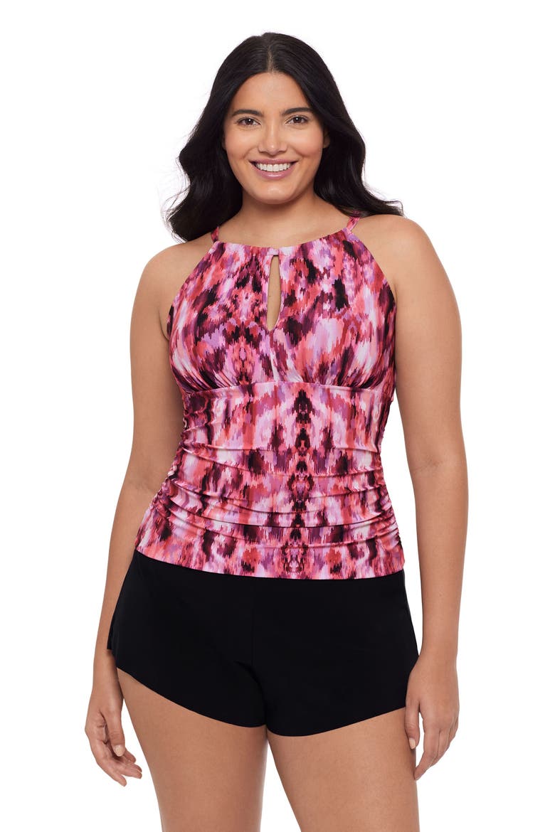 Chloe High Neck Tankini Swimsuit Top, Main, color, Sunshower Batik