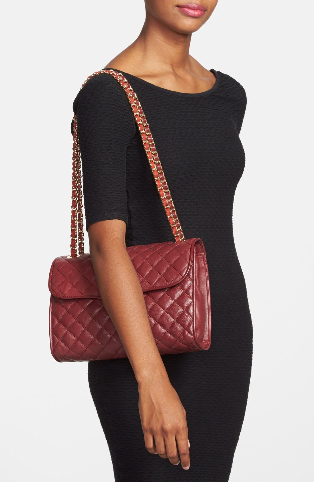 'Quilted Affair' Shoulder Bag, Alternate, color, BURGUNDY