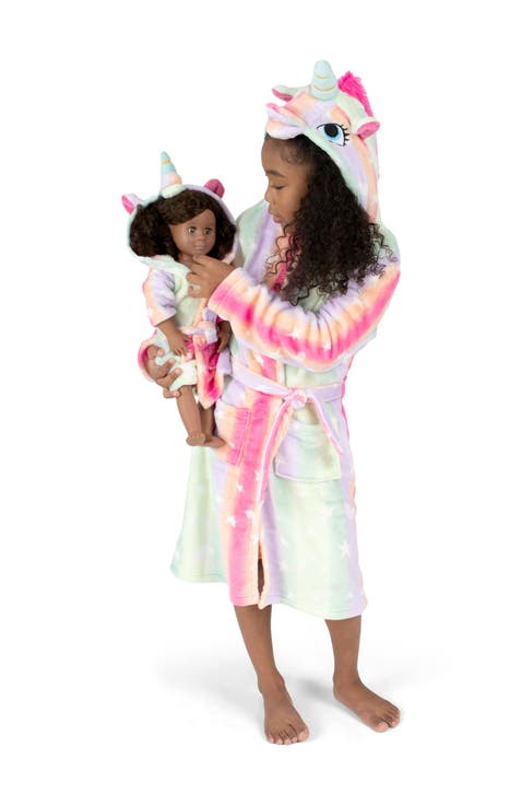 Girls Fleece Hooded Robe with Matching Doll Robe