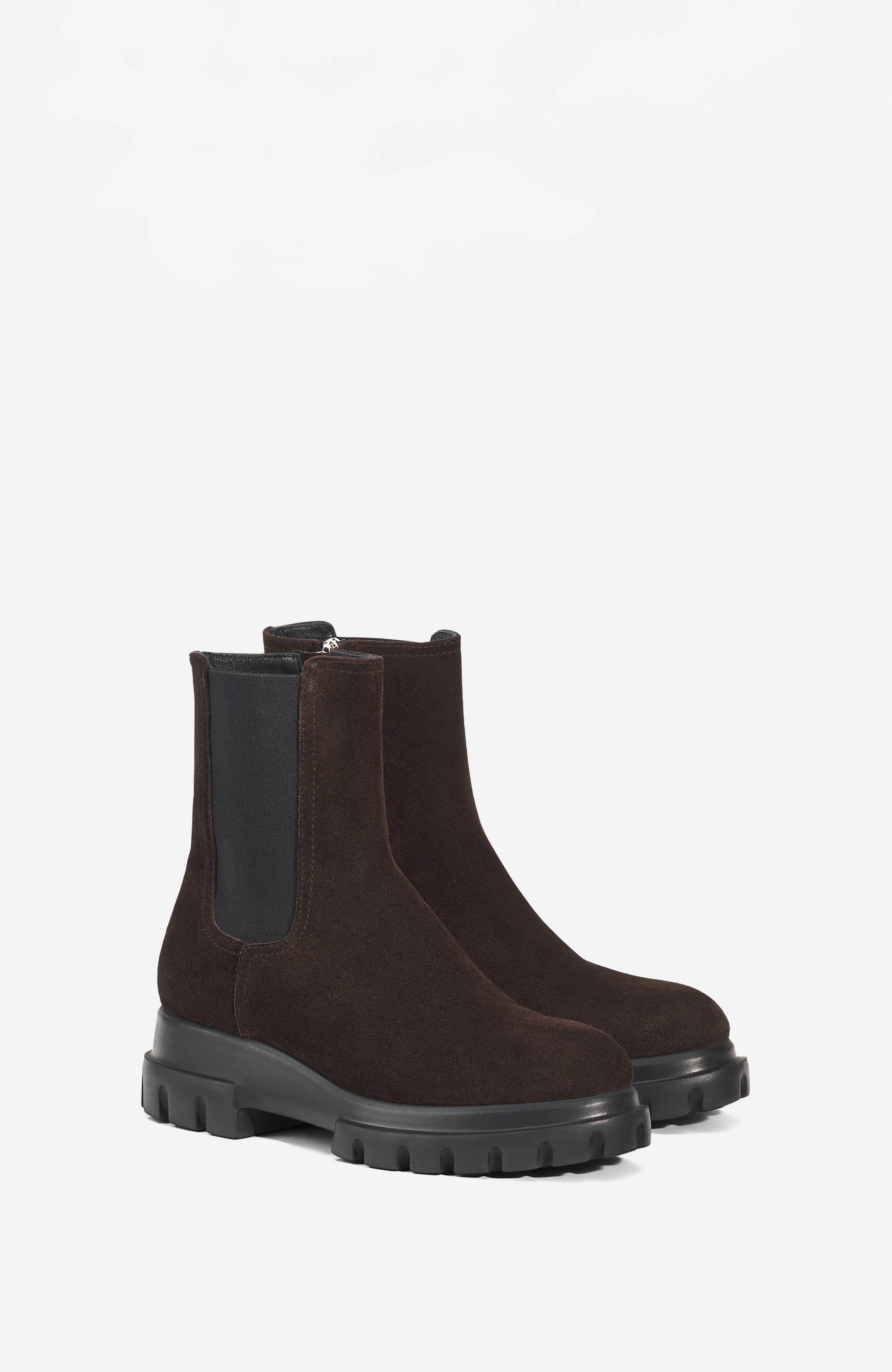 Chunky Beat Leather Ankle Boot, Alternate, color, Testa di moro Suede