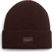 rag 
bone Blake Logo Patch Wool Blend Rib Beanie