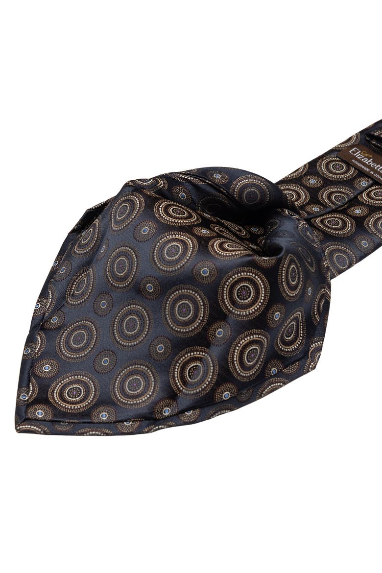 Cefalù - Silk Jacquard Tie for Men, Alternate, color, Navy and Brown