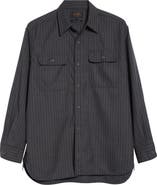 BEAMS Work Uniform Pinstripe Serge Button-Up Shirt