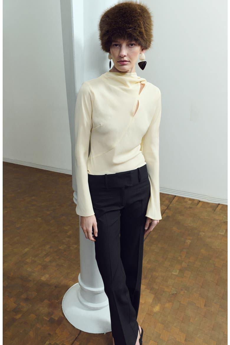 Cutout Seams Scarf Neck Top, Alternate, color, ECRU