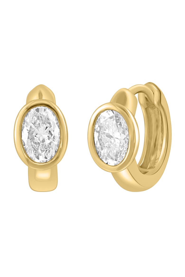 Oval Lab Grown Diamond Huggie Hoop Earrings, Main, color, GOLD