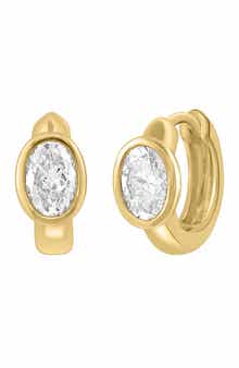 EFFY Oval Lab Grown Diamond Huggie Hoop Earrings