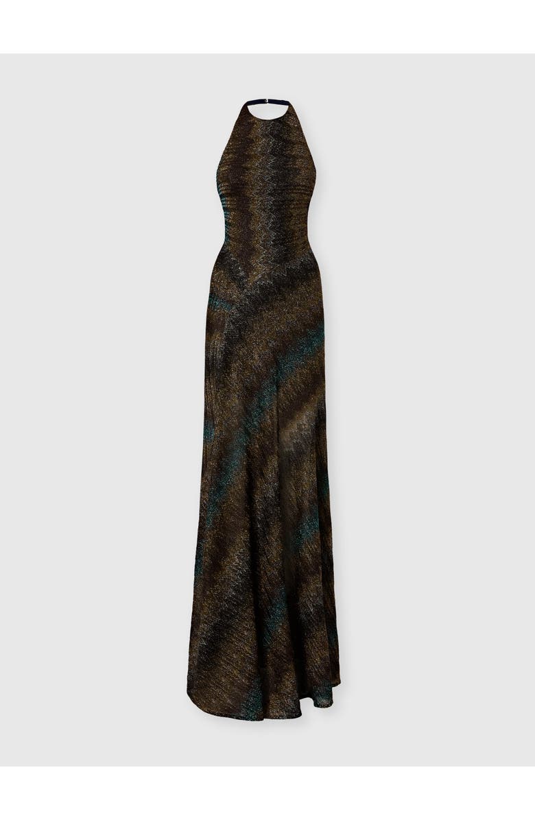 Missoni Snake-pattern Viscose Lamé Gown With Halter Neck, Main, color, Green& Brown