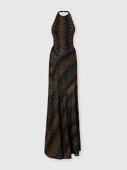 Missoni Long Dress With Halterneck In Viscose Lamé Snake Motif