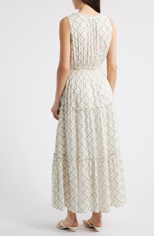 Rails Loulou Diamond Print Sleeveless Linen Blend Maxi Dress In Ivory Zanzibar