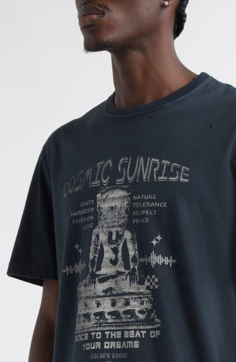 Golden Goose Cosmic Sunrise Cotton Graphic T-Shirt, Alternate, color, Washed Black/ Heritage White
