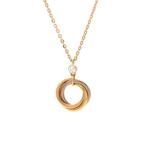 Trinity Pendant Necklace 18K Tricolor Gold with Diamond