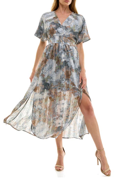 V-Neck Dolman Sleeve Midi Dress