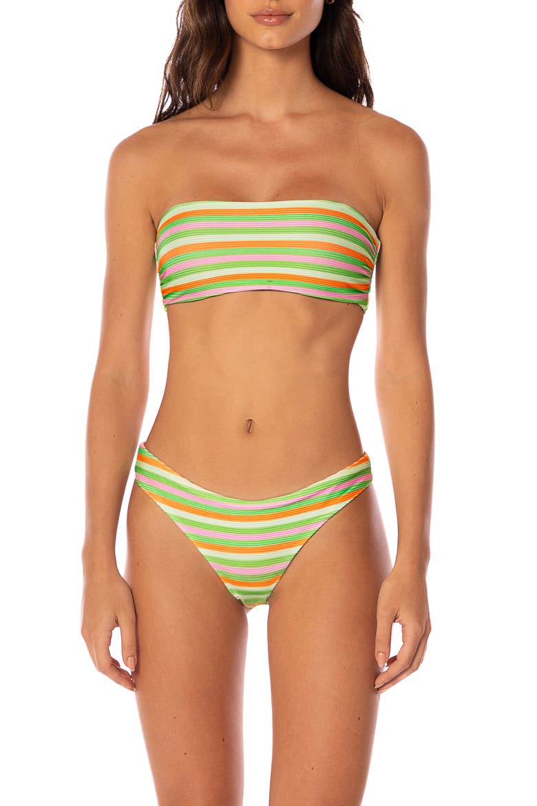 Rainbow Stripe Tiffany Reversible Bikini Top, Alternate, color, GREEN