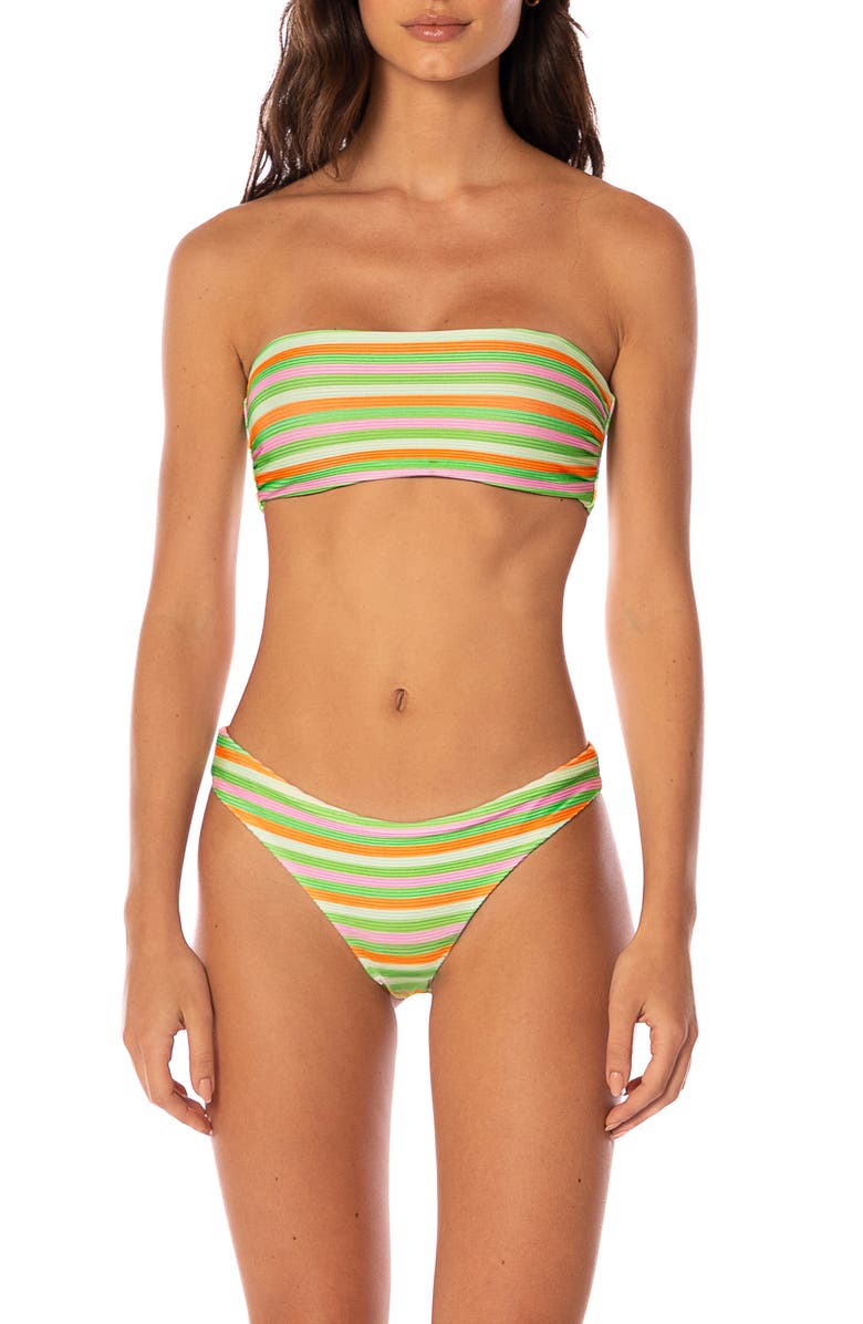 Maaji Rainbow Stripe Tiffany Reversible Bikini Top, Alternate, color, Green