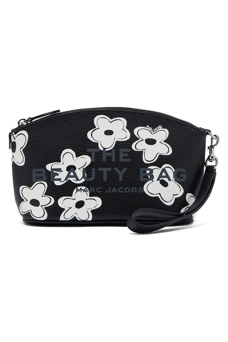 The Daisy Leather Beauty Bag, Alternate, color, BLACK/WHITE