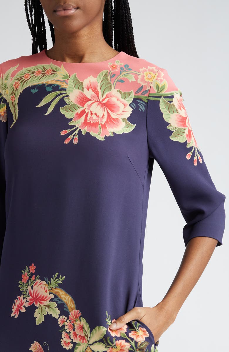 Etro Floral Border Shift Dress, Alternate, color, 