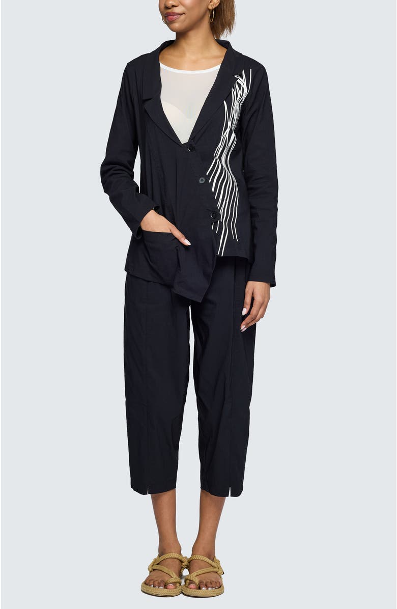 LUUKAA Ava Printed Linen Cotton Blended Jacket, Alternate, color, Black