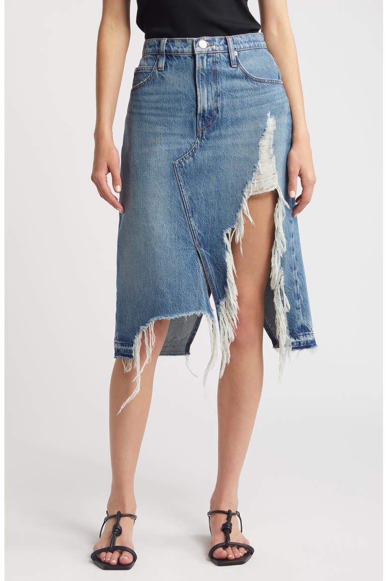 Deconstructed Denim Midi Skirt, Main, color, SALEM