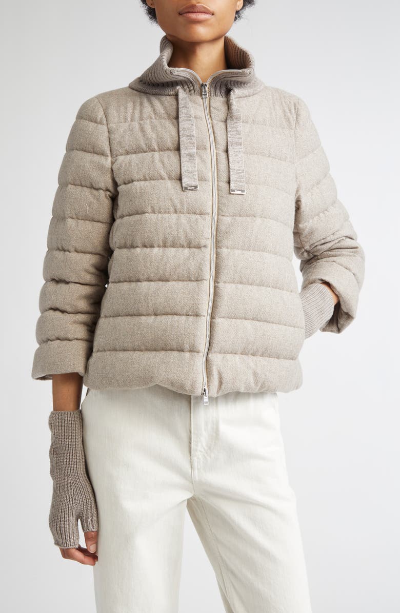Herno Metallic Cashmere & Wool Down Jacket, Main, color, Champagne