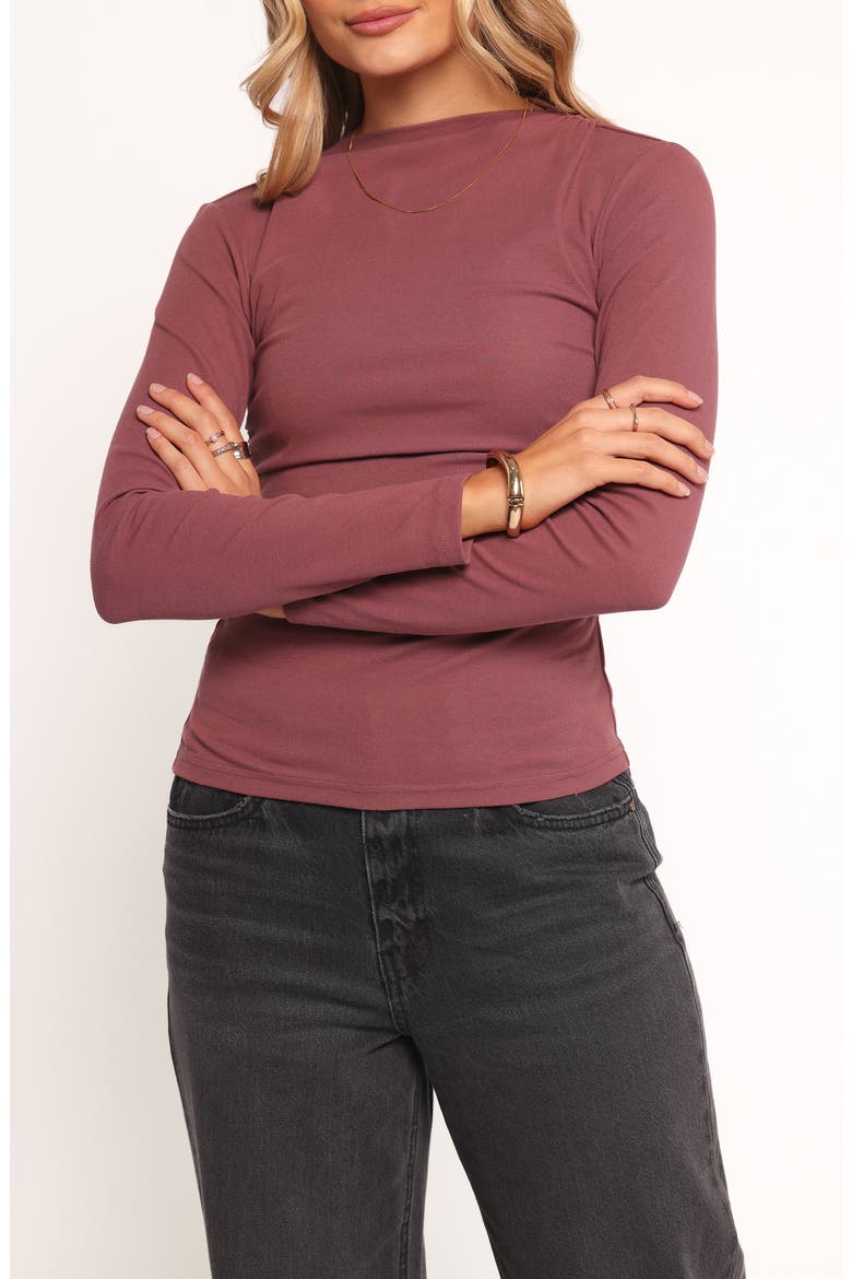 Nissa Long Sleeve Top, Alternate, color, CHOCOLATE CHERRY