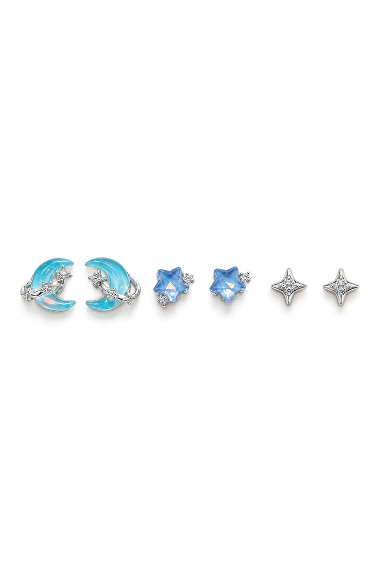 Celestial Set of 6 Stud Earrings, Main, color, SILVER