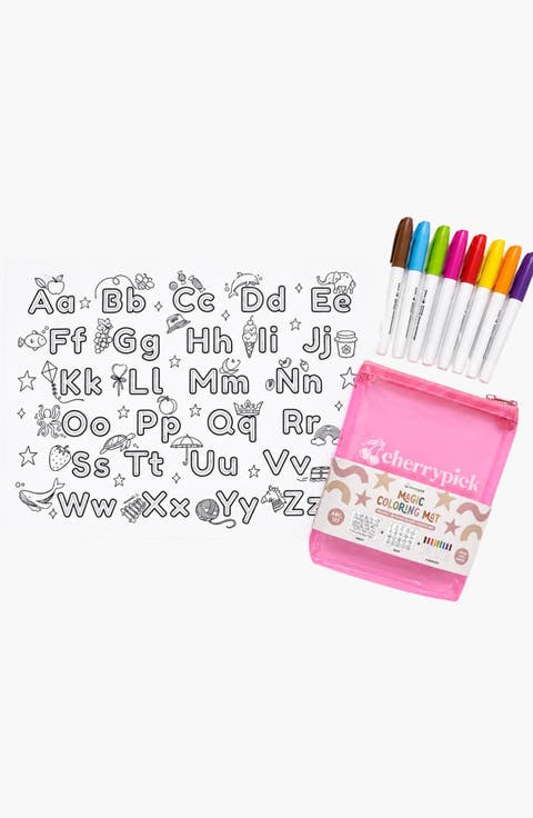 Magic Coloring Mat Silicone Washable and Reversible Coloring Placemat and Markers Set