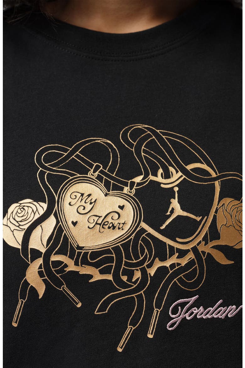 Metallic Logo Graphic Shrunken Cotton T-Shirt, Alternate, color, BLACK