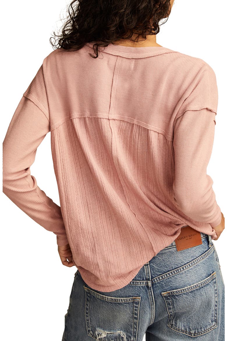 Cotton Blend Henley Top, Alternate, color, ASH ROSE