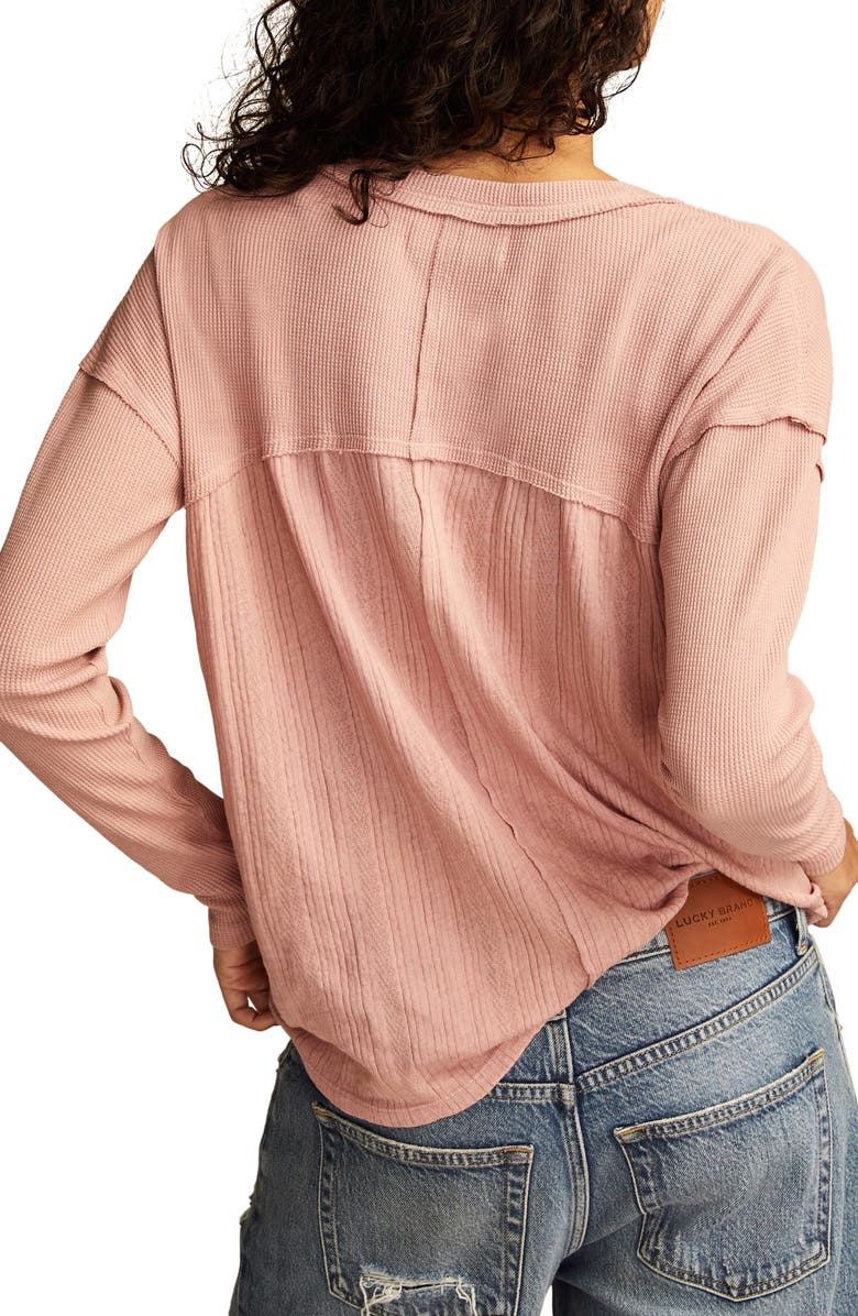 Lucky Brand Cotton Blend Henley Top, Alternate, color, Ash Rose