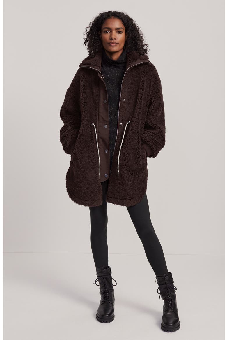 Jamie Faux Shearling Coat, Alternate, color, COFFEE BEAN