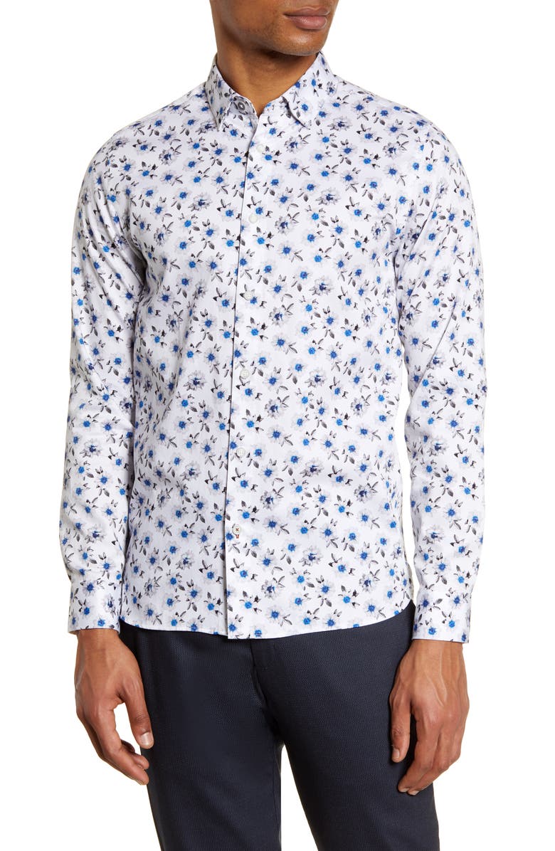 Ted Baker London Wewill Floral Button-Up Shirt, Main, color, 