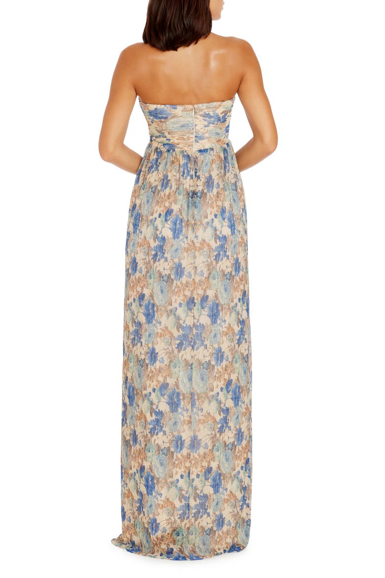Angelique Floral Cutout Metallic Strapless Maxi Dress, Alternate, color, COBALT MULTI