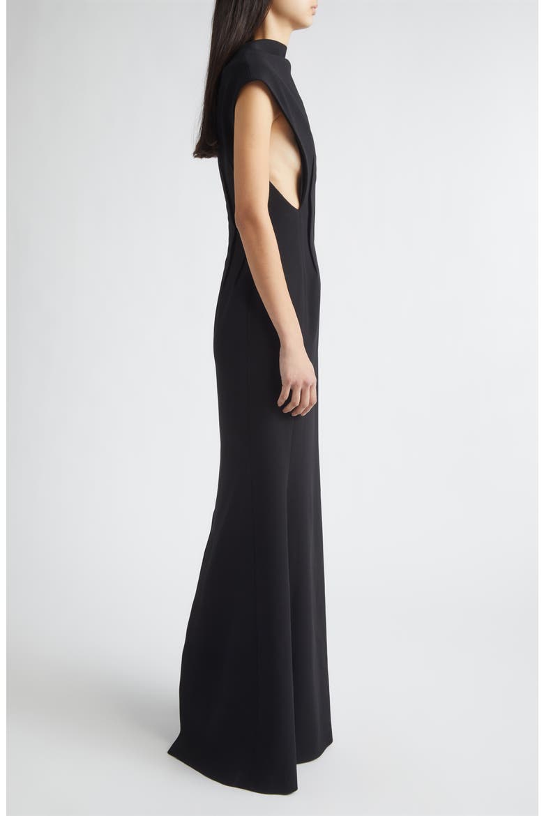 Double Face Crepe Trumpet Gown, Alternate, color, BLACK