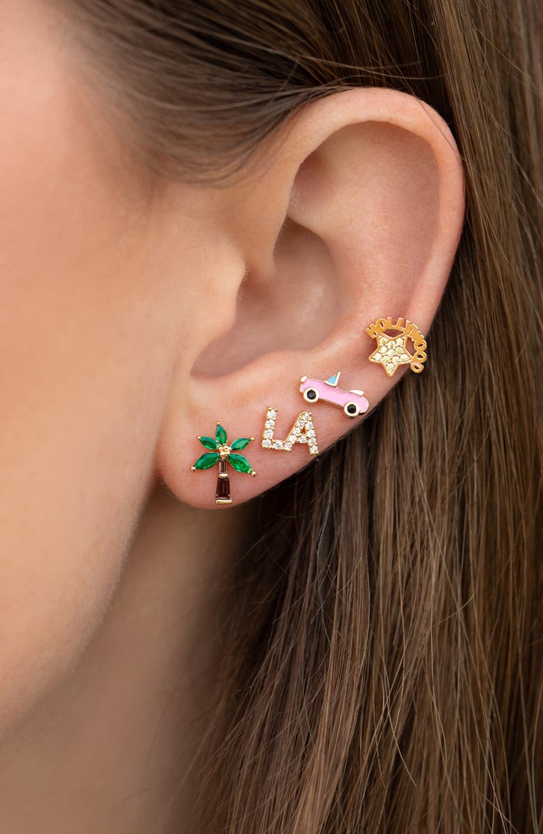 Girls Crew City of Angels Set of 4 Assorted Single Stud Earrings, Alternate, color, Gold