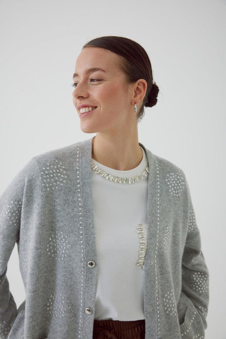 Asher Sequin Printed Cashmere Blend Cardigan