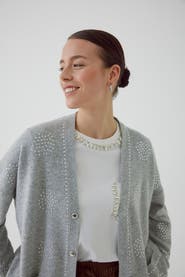 Exquise Asher Sequin Printed Cashmere Blend Cardigan