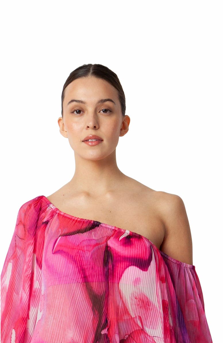 Villa Fresca Malia Pleated Cover-up Dress, Alternate, color, Fuchsia Ink