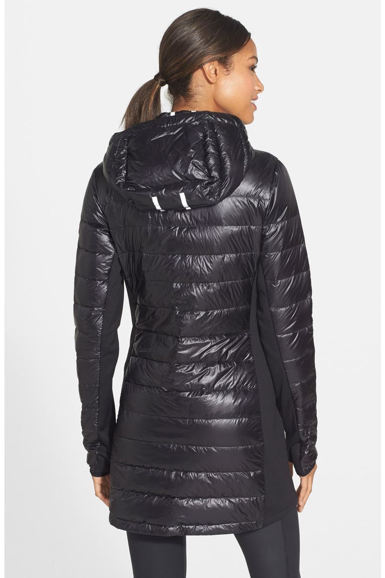 Hybridge Lite Hooded Packable Down Coat, Alternate, color, BLACK
