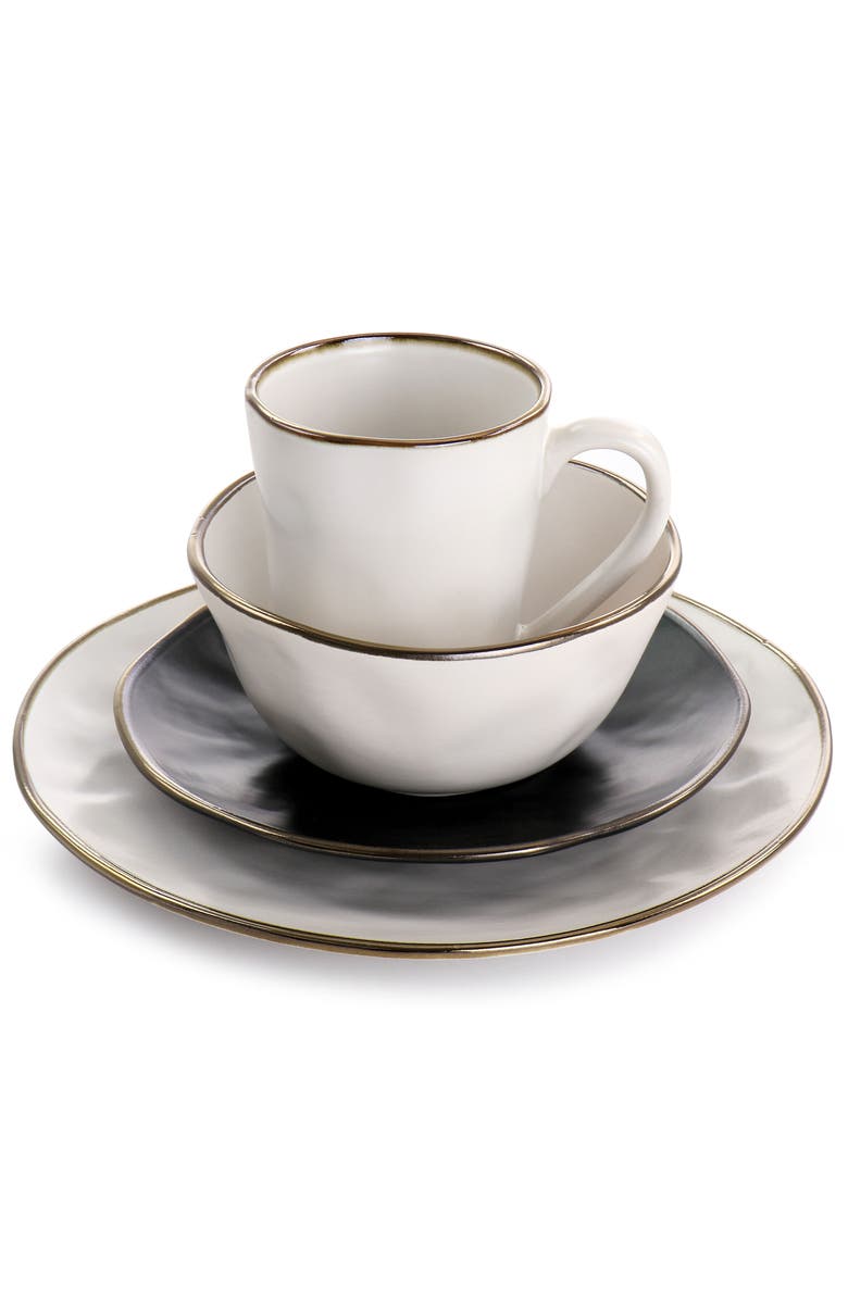 Elama Roman 16 Piece Stoneware Dinnerware Set, Alternate, color, White