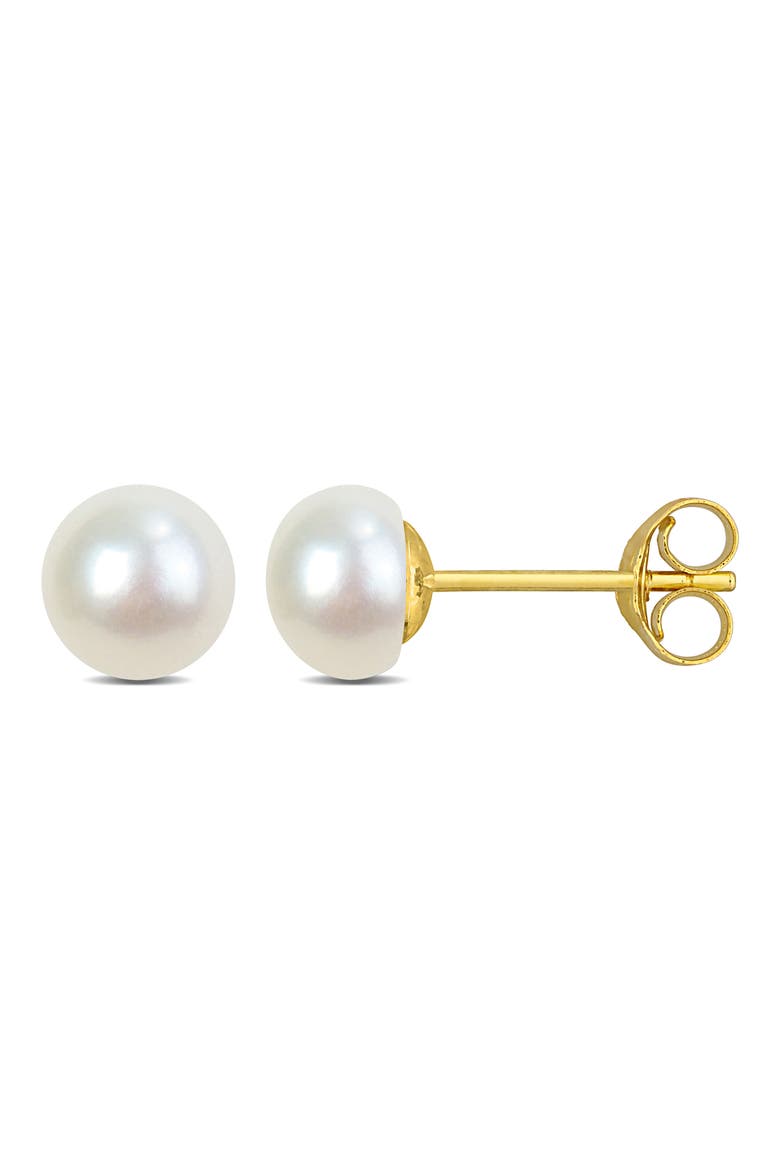 Cultured Pearl Stud Earrings, Main, color, WHITE