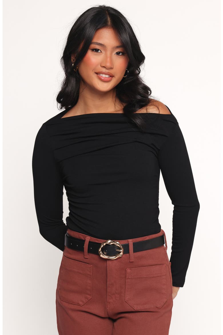 Cer One-Shoulder Knit Top, Alternate, color, BLACK