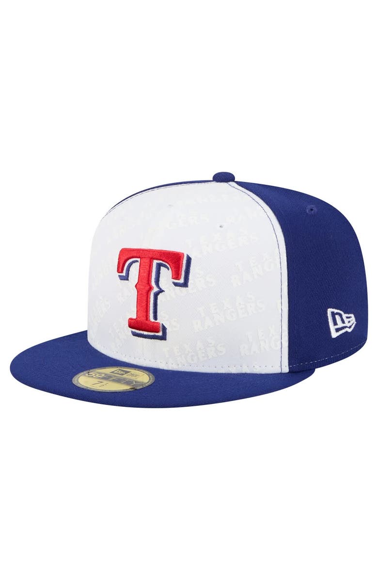 New Era Men's New Era White/Royal Texas Rangers Repeat 59FIFTY Fitted Hat, Main, color, White