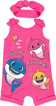 Pinkfong Baby Shark Sleeveless Romper and Headband Set